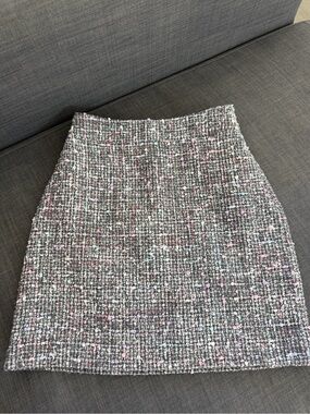 Classic Tweed Mini Skirt in Gray with Pink & Blue Flecks